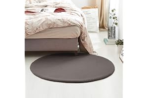 ‎TEPPICH WÖLKCHEN Teppich Wölkchen Fell Rund, Fellteppich Rund, Kunstfell Teppich Waschbar, Hasenfell, Kaninchenfell | Flauschiger Teppich Wohnzimmer, Bettvorleger Schlafzimmer | Dunkelgrau - Rund 160cm