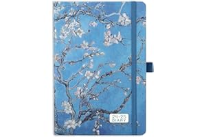 Artfan Agenda 2024 2025, A5, planificador semanal de Agosto 2024 a Julio de 2025, con tapa dura color beige, trabilla para bolígrafo y bolsillo trasero