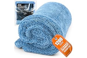 Airlab Toalla Secado Coche Espesada de 1200 gsm, 60x40 cm XL Paños de Limpieza para Cuidado Exterior del Automóvil, Bayeta Microfibra de Doble Cara Super Absorbente y Sin Pelusa para Vehículos, Azul