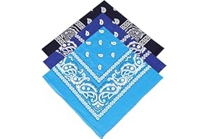 OXFORD NOVELTIES 3 Unisex Paisley Bandanas Choose from 15 Mixed Sets (Royal-Aqua-Navy)