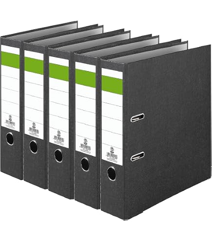 Classeurs Recyclés Falken Lot De 10 - Dos 5cm Noir, Format A4, Design Marbré, Fabriqué En Allemagne