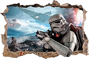 LightningSigns 3D Hole in Wall Star Wars Storm Trooper Home Decor Wall Art Sticker Decal Print SW2 (Large)