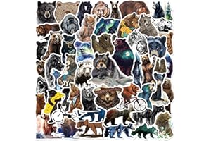 BIMANI Lot de 50 autocollants en forme d'ours grizzly pour enfants, enfants et adolescents, imperméables, mignons, autocollants Kawaii pour bouteilles d'eau