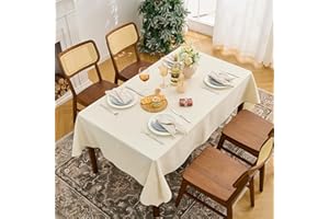 Simple&Opulence Table Cloth 140x140 cm Rectangular, Wipeable Waterproof Tablecloth, 2-4 Seats Cotton Table Cover for Dining, Kitchen, Outdoor, Natural