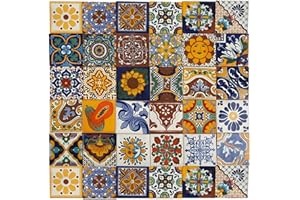 Cerames Piastrelle Mosaico Messicane Conrado – 30 ceramiche mattonelle messicane decorative per bagno, doccia, scale, parete posteriore della cucina | Tessere mosaico ceramica 10,5x10,5 cm