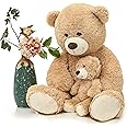 MorisMos Giant Teddy Bear Mommy and Baby Bear Soft Plush Bear Stuffed Animal for Mom and Child,Tan,39 Inches