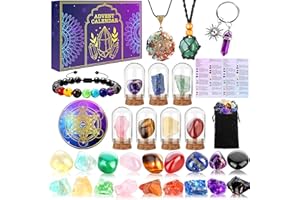 BORIYA Edelstein Adventskalender für Frauen - 2025 Adventskalender Erwachsene Steine Kristalle mit Wunschflasche, Weihnachtskalender Heilsteine Set für Damen,Mädchen, Advent Calendar Chakra Steine Geschenke