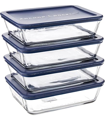 Anchor Hocking Backform Aus Glas Mit Blauem Deckel – 11 Tassen Fassungsvermögen, Zum Backen, Aufwärmen & Aufbewahren