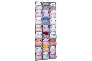 MISSLO 24 Taschen über die Tür Cap Halterung für Schrank Wand Hut Aufbewahrung, großer Kappenhalter Regal Baseballkappen-Organizer mit Haken Hänge schuhorganizer halter, grau