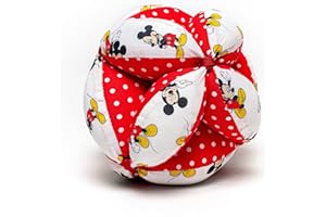 BORDA Y MÁS Balla di pressione Montessori, palla per bambini, palla sonaglio o pallina Montessori. Vari modelli e colori disponibili. (Disney Comet Rosso)