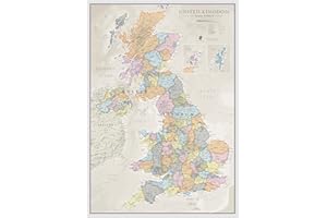 MAPS INTERNATIONAL UK Map - Classic Wall Map Of The United Kingdom Poster - Front Lamination – A1, 84 x 59cm