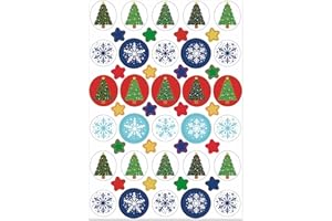 The Heritage Press Christmas Tags Sticker Sheets for Card Making and Crafting - Snowflakes and Christmas Tress - Made in UK - Pack of 6 Sheets