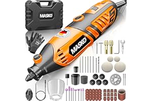 MASKO® Multifunktionswerkzeug Rotationswerkzeug 200W Variable Drehzahl 10.000-40.000 U/min mit flexibler Welle Schnellspann-Bohrfutter Transportkoffer 141teiligem Zubehör-Set Bohren Polieren Schleifen