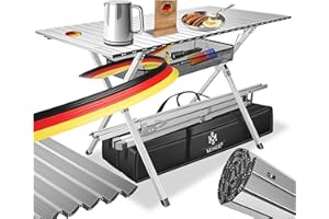 KESSER® Tavolo da Campeggio Pieghevole Tavolo Pieghevole Tavolo da Campeggio con Telaio in Alluminio Piano del Tavolo Arrotolabile Tavolo Pieghevole con Regolazione dell'altezza