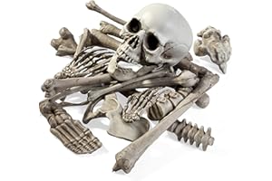 THE TWIDDLERS - 25 Pièces Squelettes d'Os Crâne Tête de Mort Réalistes et Effrayants - Déco de Cimetière, Décorations de Fête d'halloween pour Intérieur & Extérieur