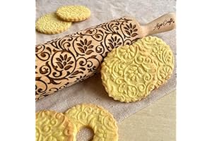 FLEUR GRIMPANTE Rouleaux à Pâtisserie Gravé | Rouleau Pâtisserie en Relief Pour DIY Faire | Pour la Décoration de Biscuits | Rouleau en Bois avec Embossage par Algis Crafts