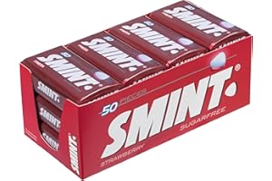 Smint Tin Fresa, Caramelo Comprimido Sin Azúcar - 12 unidades de 35 gr. (Total 420 gr.)