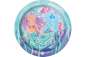Unique Party- Assiettes en Carton Écologiques-23 cm-Fête à thème de Sirène-Paquet de 8, 58335EU, Multicolour