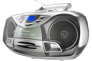 Karcher RR 510 (N) – bärbar CD-radio (CD-spelare med kassett, FM-radio, boombox, små barnCD-spelare, MP3-spelare, USB, stereo, kompaktsystem, batteri/nätdrift)