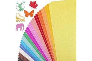 UNCLE PAUL Glitter Card 30 Sheets 15 Colors Coloured Card Premium Glitter Paper for Crafts A4 Glitter Card for DIY Projects Card Making Birthday Wedding Party Decoration 300gsm