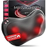 Wellax Cuscino Per Massaggio Rilassante Con Funzione Di Calore E Rotazione A 360 ° - Dispositivo Per Massaggi Shiatsu Con 3 V