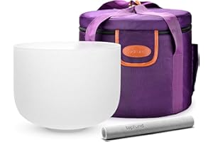 TOPFUND F Note Crystal Singing Bowl Heart Chakra 10 inch O- ring and Suede Striker included