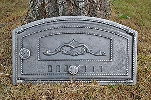 SEZAM Backofentür aus Gusseisen mit Luftregulierung, nach rechts öffnend, Pizzaofentür - Brotofen - Steinofentür, 48,5 x 6,5 x 27,5 cm - halbrund, ohne Bemalung