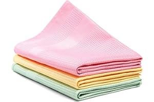 Kemes Lot de 3 chiffons en microfibre sans traces - 60 cm x 40 cm - Sans produits de nettoyage (été)