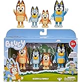 Bluey and Family: Bingo, Bandit and Chilli 4 Figure Pack Articulated Character Action Figures 2.5 Inches Official Collectable
