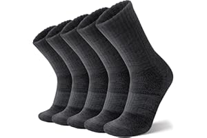 ANTSANG Chaussettes Unisex en Laine Mérinos pour Hommes Femmes Randonnée Marche Chaudes Épaisses Hiver Montantes Chaussures de Travail 5 Paires