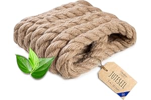 ‎CREATIVE DECO Creative Deco Juteseil | 5m Lang | 30mm Dick | Hanfseil Starke und Haltbare Tau Schnur | Verdreht Garn Kordel | Natürliche Braune Juteschnur | Seil für Tauwerk Tauziehen Handlauf