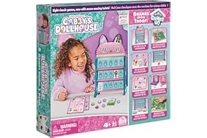 SPIN MASTER GAMES Gabby’s Dollhouse, Games HQ Checkers Tic Tac Toe Memory Match Go Fish Bingo Cards Board Games Toy Gift Netflix Party Supplies, for Kids Ages 4 and up