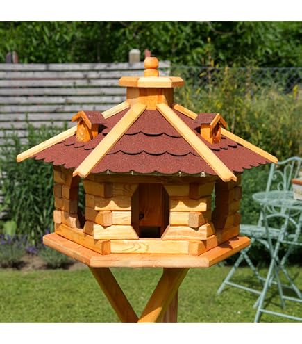 XXL Luxus Vogelhaus Mit Futtersilo & Ständer - Imprägniert, Dach 70cm, Höhe 45cm