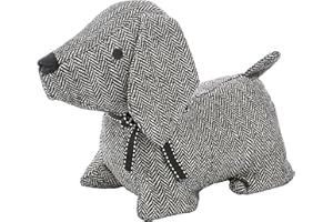 H HANSEL HOME Tope de Puerta Decorativo Tope Puerta de Tela Arena Sujeta Puertas Suelo Tope para Ventanas y Puertas - Perro Negro/Blanco