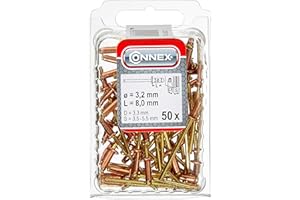 MASIDEF Connex Blindnieten 3,2 x 8 mm Kupfer 50 Stück, COXT197308