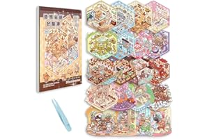 Vicloon 3D Sticker Scene, 20 Juegos de Pegatinas Casa para Adultos y Niños, Lindo Fun Cartoon 3D con Pinzas, Reutilizables DIY Scene Stickers House, Restaurantes Fiestas Manualidades Creativas Regalos