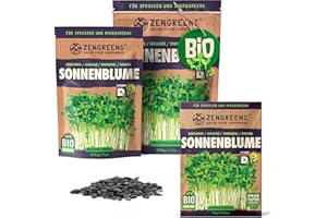 ZenGreens® - Bio Sonnenblumen Samen - Wähle zwischen 10g, 200g und 500g - Sonnenblume mit Keimrate von über 97% - Keimsprossen - Sonnenblumensamen zum Sprossen ziehen - wiederverschließbare Verpackung