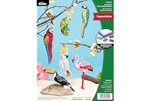 Bucilla Felt Applique 6 Piece Ornament Set Tropical Birds Perfect for DIY Arts and Crafts 89491E
