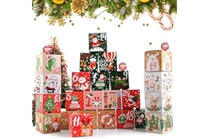 WDJLNZB Calendrier de l'Avent Boites, 24 Calendrier de l'Avent, Calendrier Noel Boîte, Boite de l'Avent, Boites Cadeau Noël DIY, Calendrier de l'Avent à Faire Soi-Même Comprenant 24 Boites en Carton (B)