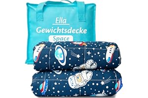 ‎ELLA Ella Gewichtsdecke Kinder 3,2 kg 100x150 cm - Therapiedecke, für Stressabbau & Angstzustände, Hypoallergene Glasperlen, weiche & kühlende Baumwoll- Außenschicht, für Kinder von 25-40 kg - Space