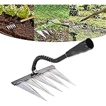 Milisten Garden Hoe & Steel Rake Set - Wooden Handle Gardening Tools For Digging & Soil Work