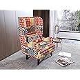 RECTART Wooden Wing Chair | Wingback Chair for Living Room one Seater Sofa | Luxury Rest Chairr- 1 Seater High Density Foam, Seating and Home Decor Furniture (Marwadi Print)