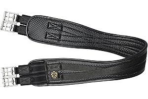 T TEKE Contoured Chafeless Girth for Horses, Airflow Waffle PVC Foam Construction with Double Side Heavy Duty Cotton Elastic and Stainless Steel Buckles (38"-56")