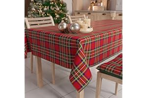 PETTI ARTIGIANI ITALIANI - Mantel Navidad, Manteles Antimanchas, Mantel Mesa Rectangular, Mantel Navideño 140x180 cm Tartán, 100% Made in Italy