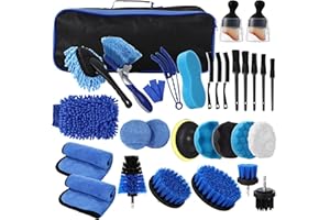BUCOMTU 31 Piezas Kit Limpieza Coche,Cepillo Limpieza Coche Kit,Kit Limpieza Coche,Detailing CocheKit,Kit de Limpieza de Automóviles para Interiores y Exteriores