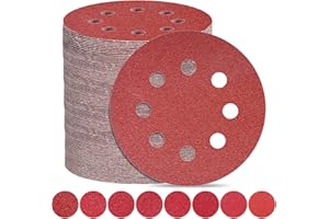 AWUTZUT Sanding Discs 125mm Assorted Grit 40/60/80/120/180/240/400/600 Hook and Loop Sandpaper Set for Orbital Sander