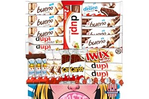 Chokladmix Box | Presentbox med Kinder Chocolate & välkända varumärken | Chokladkakor & godismix