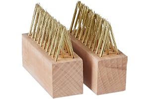 Relaxdays fogborste, 2-pack, stålborstar, natur/mässing