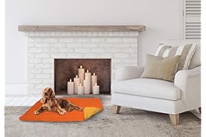 ITALIAN BED LINEN Sogni e Capricci Pets CSARANCIOGIALLO60 Cuscinetto Imbottito per Cani, Microfibra Poliestere Anallergico, Arancio/Giallo, 60 x 100 cm