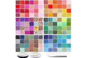 EuTengHao Perles de rocaille en verre de 3mm pour kit de fabrication de bracelets, 8/0 petites perles pour bracelet, collier, bijoux (36000pcs, 144 couleurs)